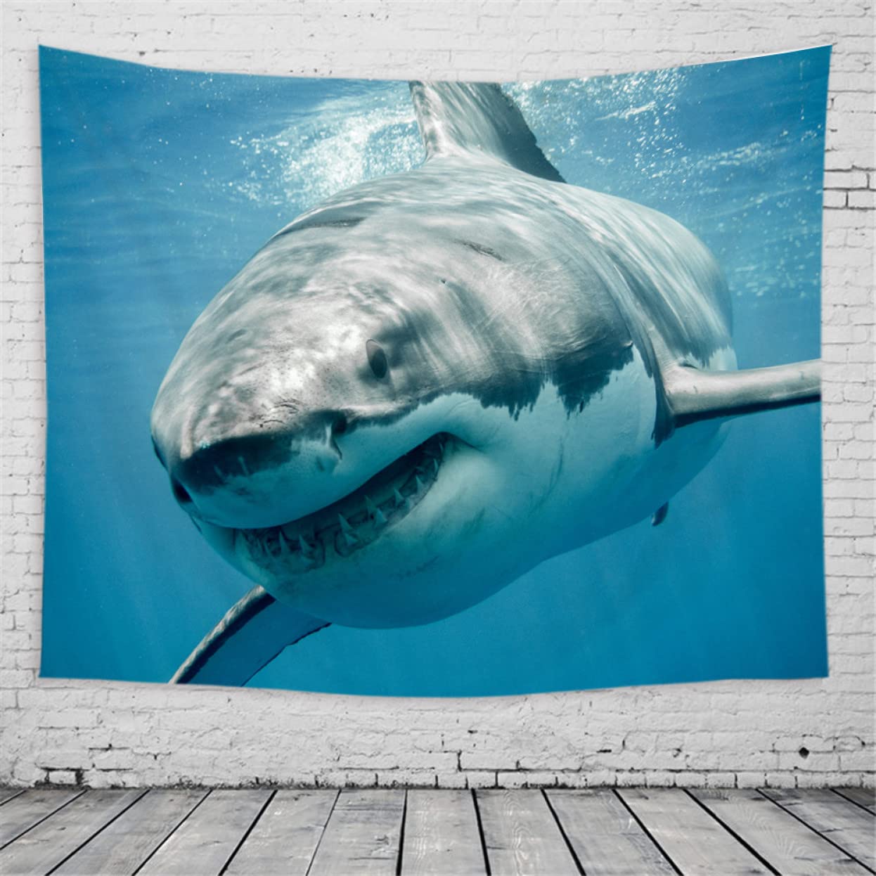 Amazon.co.jp: [NHYGDY] タペストリー 3D 怖いサメの壁掛け 水中世界